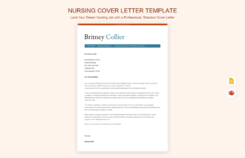 Nursing Cover Letter Template product preview thumbnail