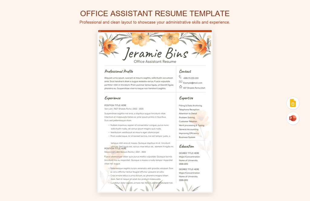 Office Assistant Resume Template