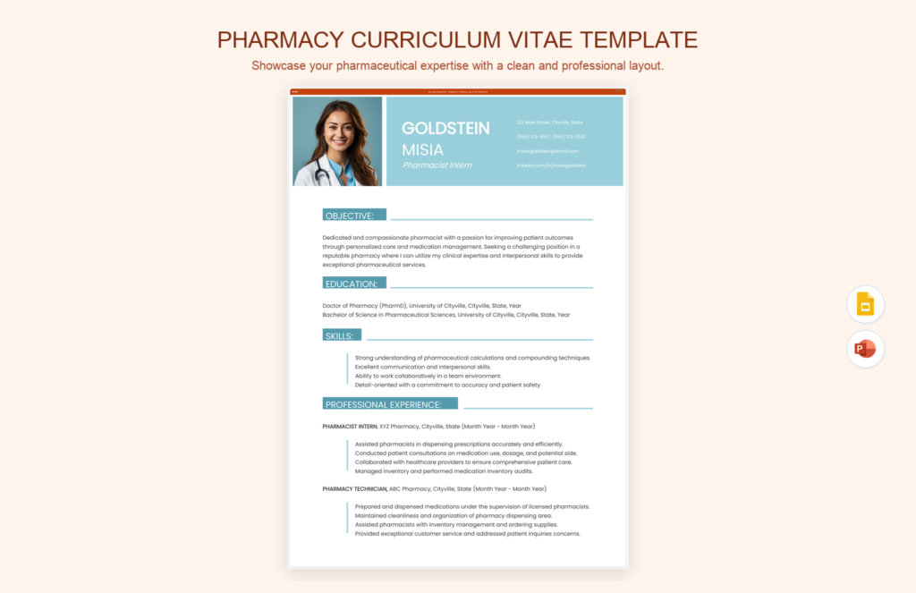 Pharmacy Curriculum Vitae Template