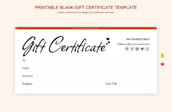 Printable Blank Gift Certificate Template product preview thumbnail
