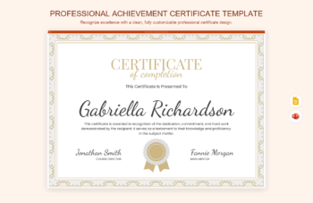 Professional Achievement Certificate Template product preview thumbnail