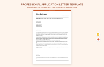 Professional Application Letter Template product preview thumbnail