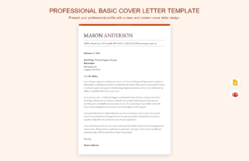 Professional Basic Cover Letter Template product preview thumbnail