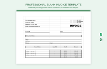 Professional Blank Invoice Template product preview thumbnail