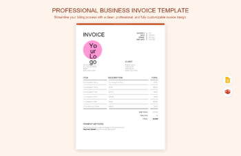 Professional Business Invoice Template product preview thumbnail