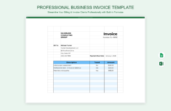 Professional Business Invoice Template product preview thumbnail