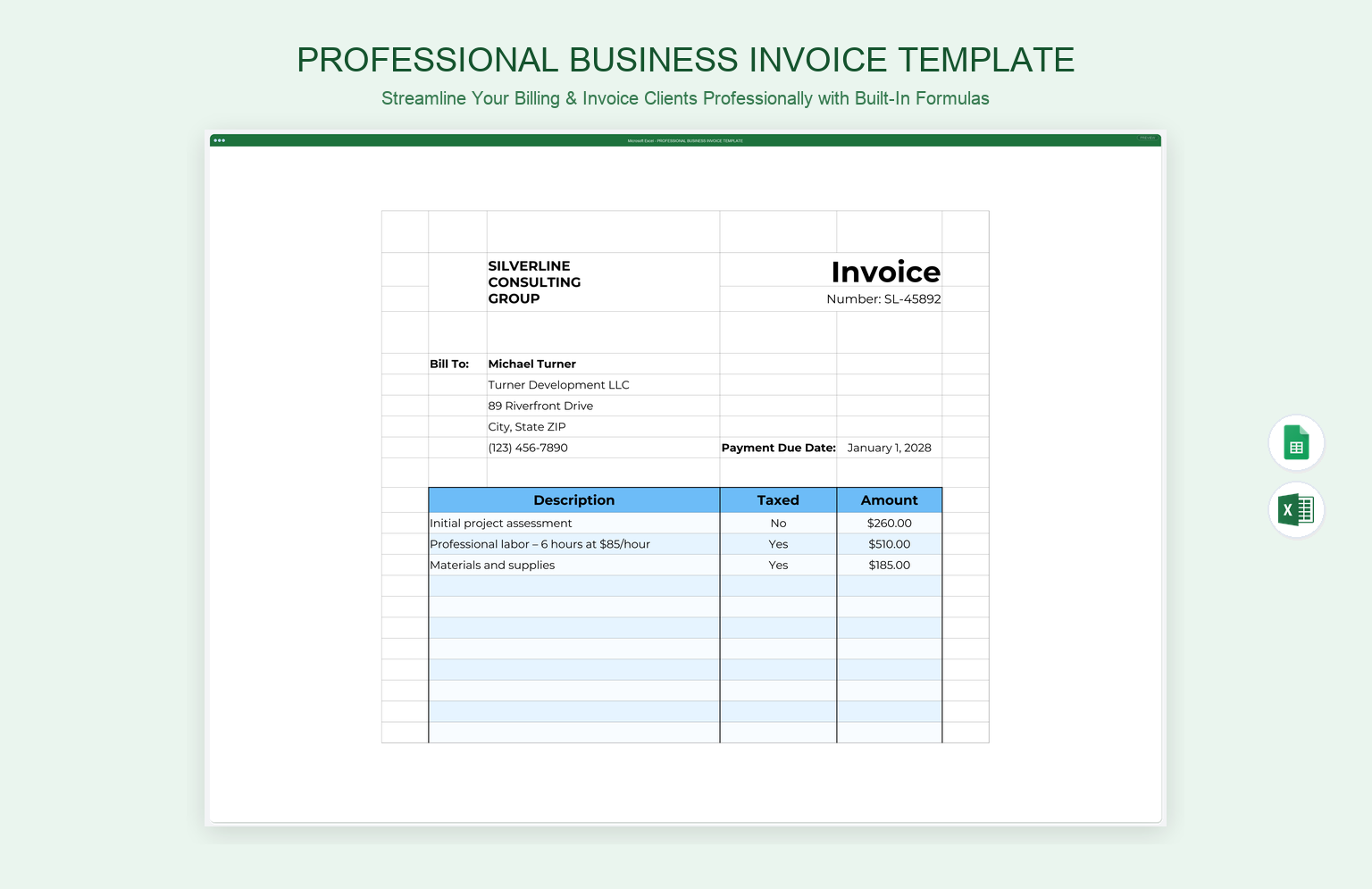 Professional Business Invoice Template product preview thumbnail