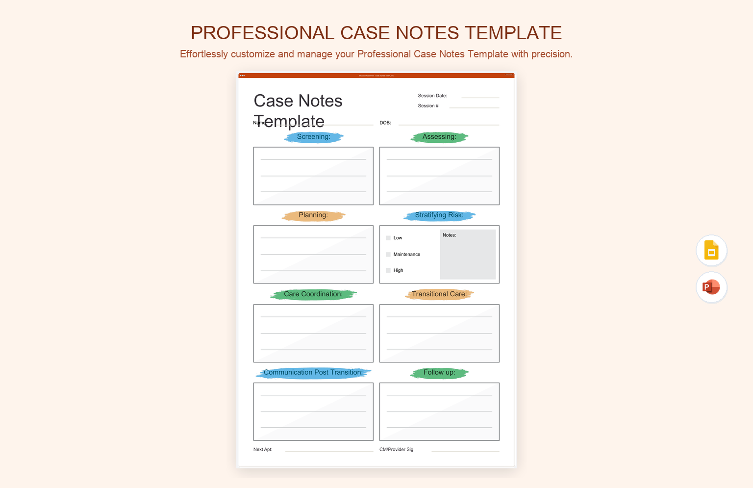 Professional Case Notes Template product preview thumbnail