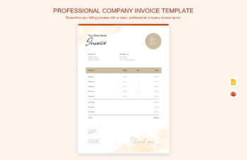 Professional Company Invoice Template product preview thumbnail