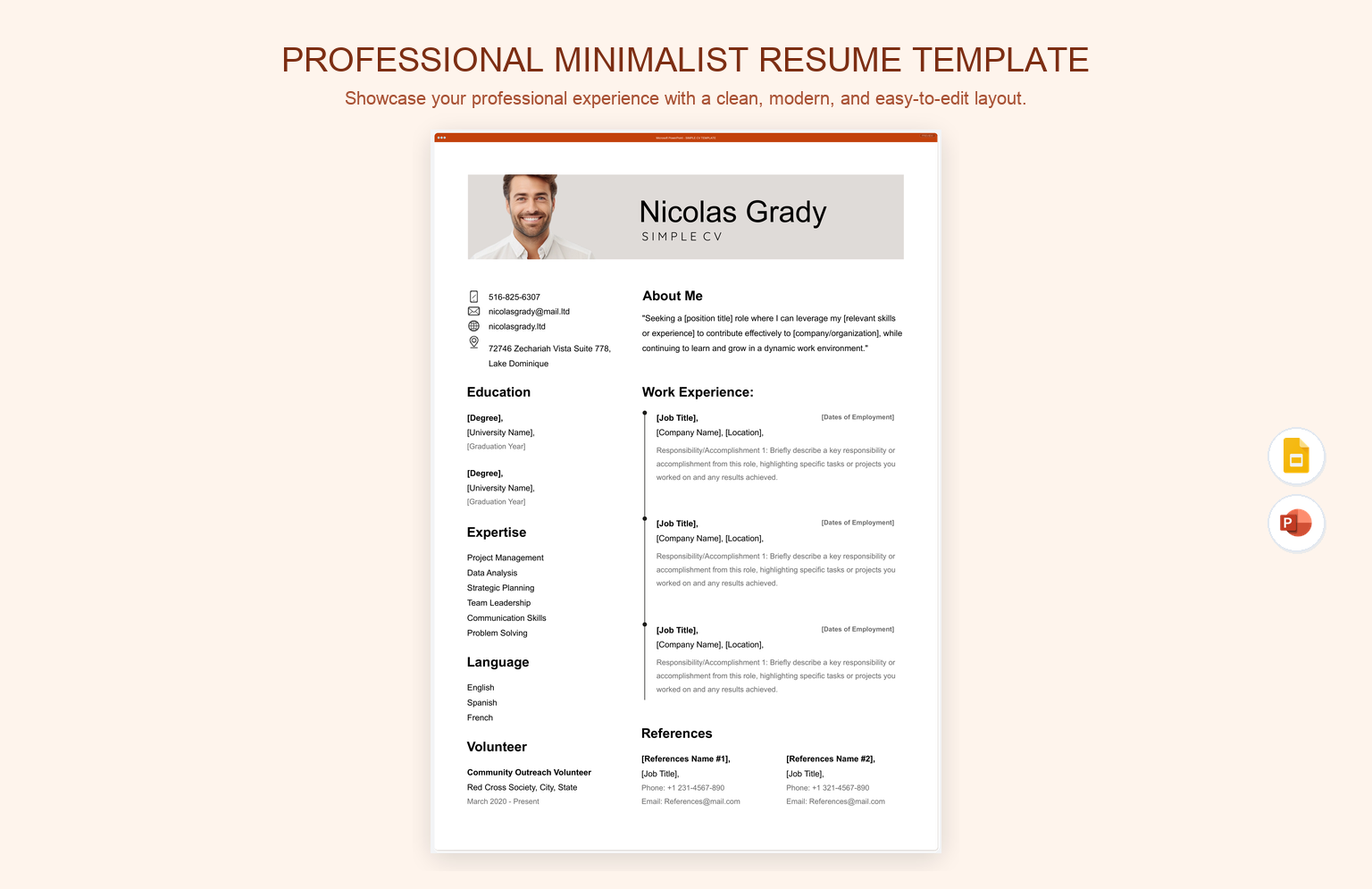 Professional Minimalist Resume Template