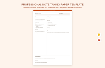 Professional Note Taking Paper Template product preview thumbnail