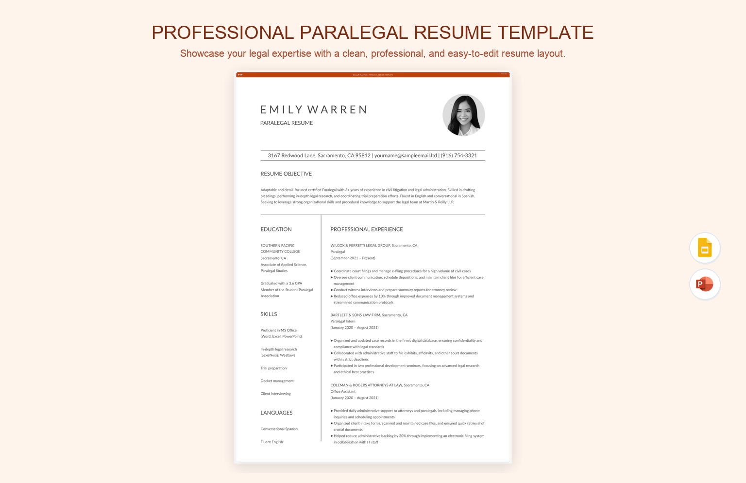 Professional Paralegal Resume Template