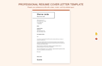 Professional Resume Cover Letter Template product preview thumbnail