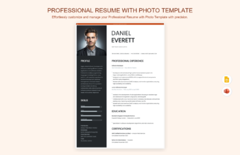 Professional Resume with Photo Template