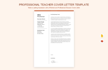 Professional Teacher Cover Letter Template product preview thumbnail