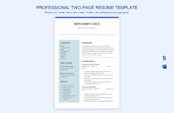 Professional Two-Page Resume Template