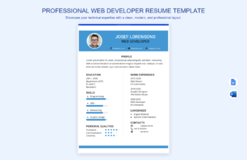 Professional Web Developer Resume Template