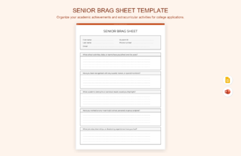 Senior Brag Sheet Template product preview thumbnail