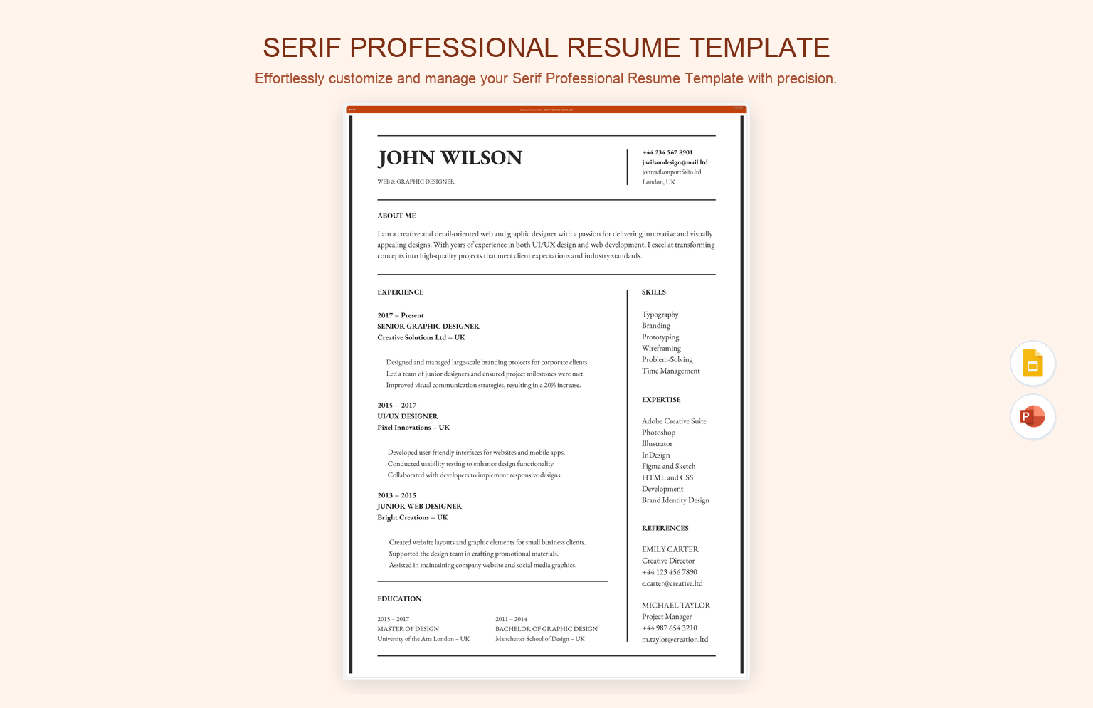 Serif Professional Resume Template
