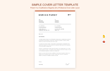 Simple Cover Letter Template product preview thumbnail