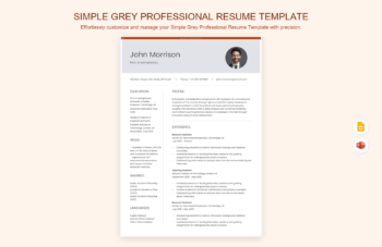 Simple Grey Professional Resume Template