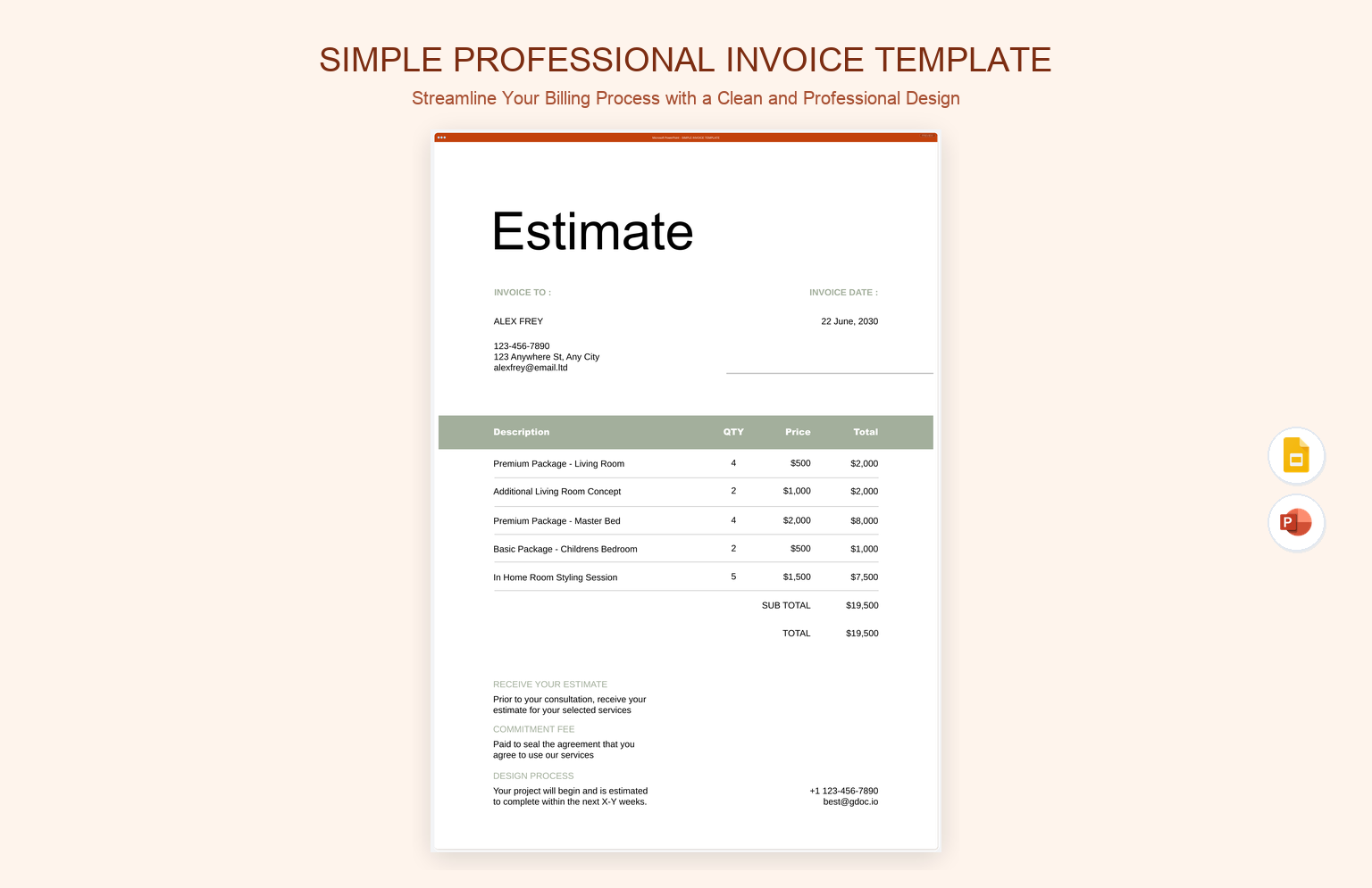 Simple Professional Invoice Template product preview thumbnail