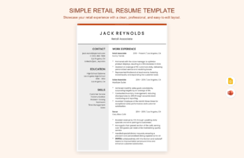 Simple Retail Resume Template