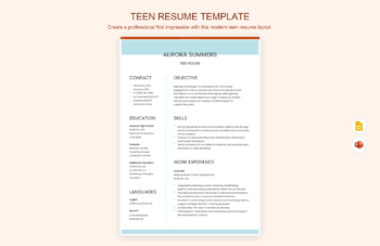 Teen Resume Template
