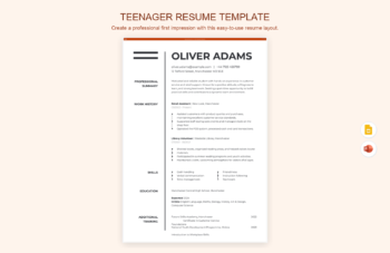 Teenager Resume Template