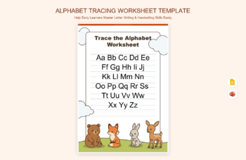 Alphabet Tracing Worksheet Template product preview thumbnail