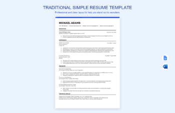 Traditional Simple Resume Template