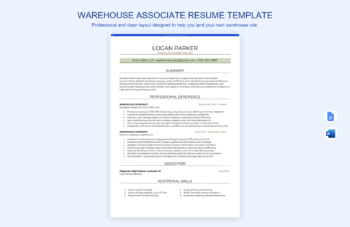Warehouse Associate Resume Template