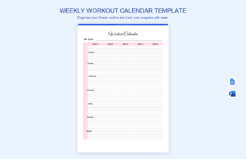 Weekly Workout Calendar Template