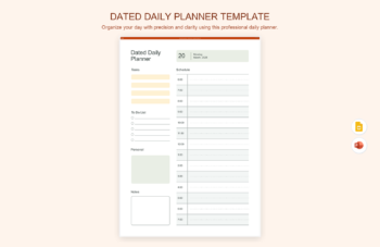 Dated Daily Planner Template product preview thumbnail
