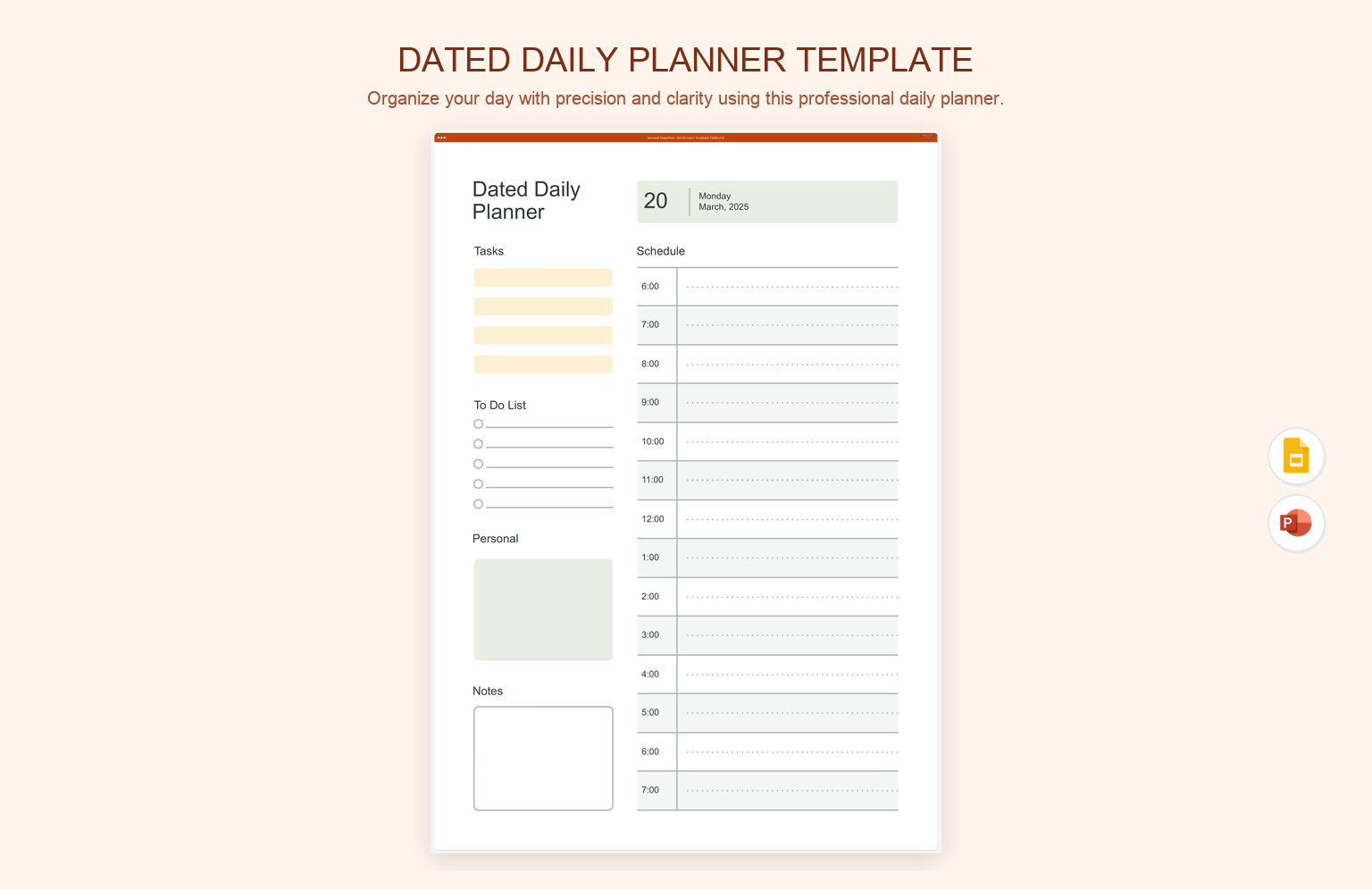 Dated Daily Planner Template product preview thumbnail
