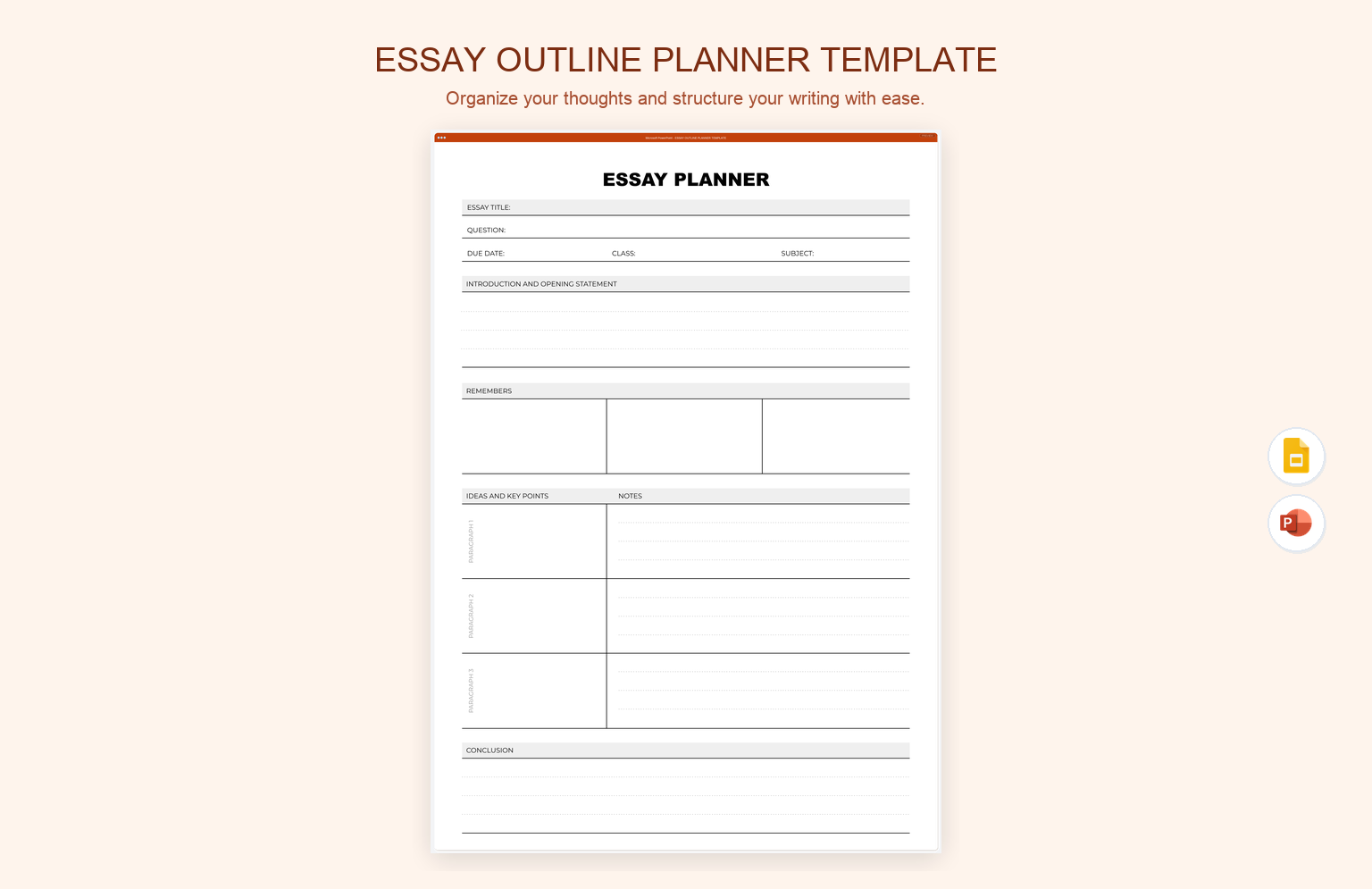 Essay Outline Planner Template product preview thumbnail