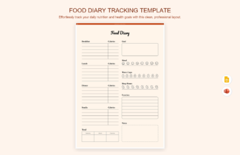 Food Diary Tracking Template product preview thumbnail