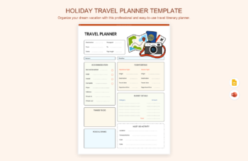 Holiday Travel Planner Template product preview thumbnail