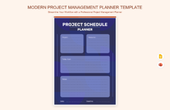 Modern Project Management Planner Template product preview thumbnail
