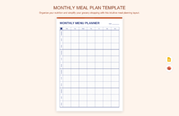Monthly Meal Plan Template product preview thumbnail