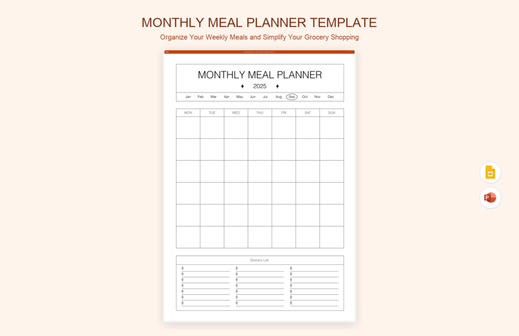 Monthly Meal Planner Template product preview thumbnail