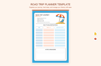 Road Trip Planner Template product preview thumbnail
