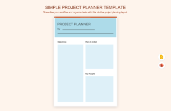 Simple Project Planner Template product preview thumbnail
