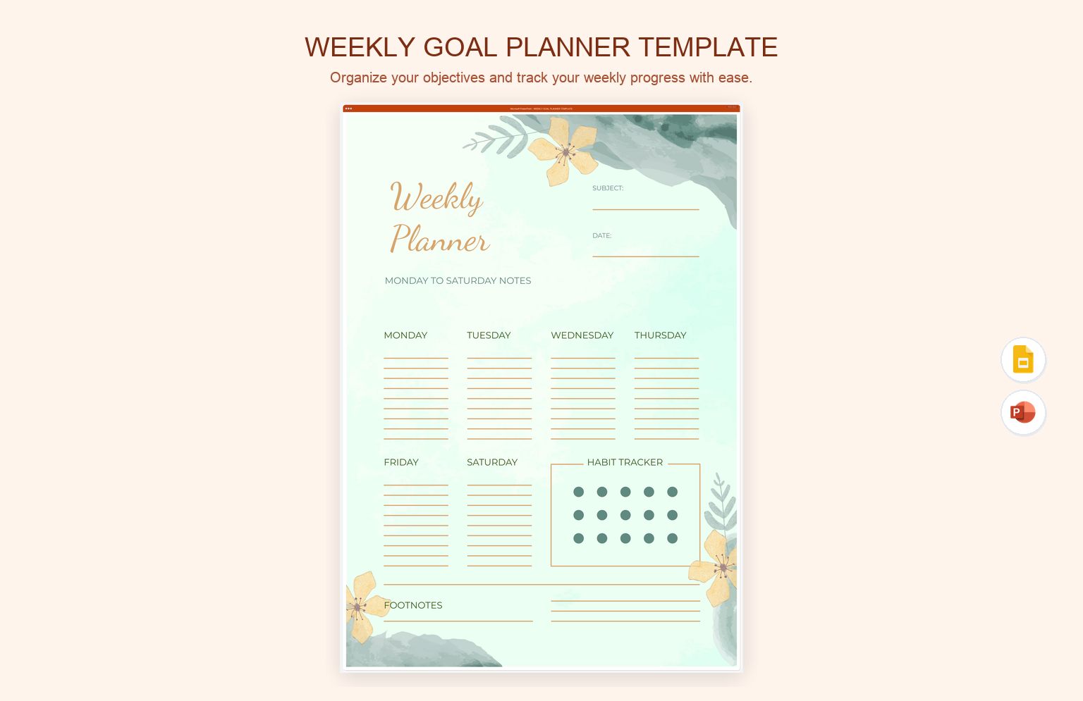 Weekly Goal Planner Template product preview thumbnail