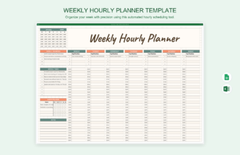 Weekly Hourly Planner Template product preview thumbnail