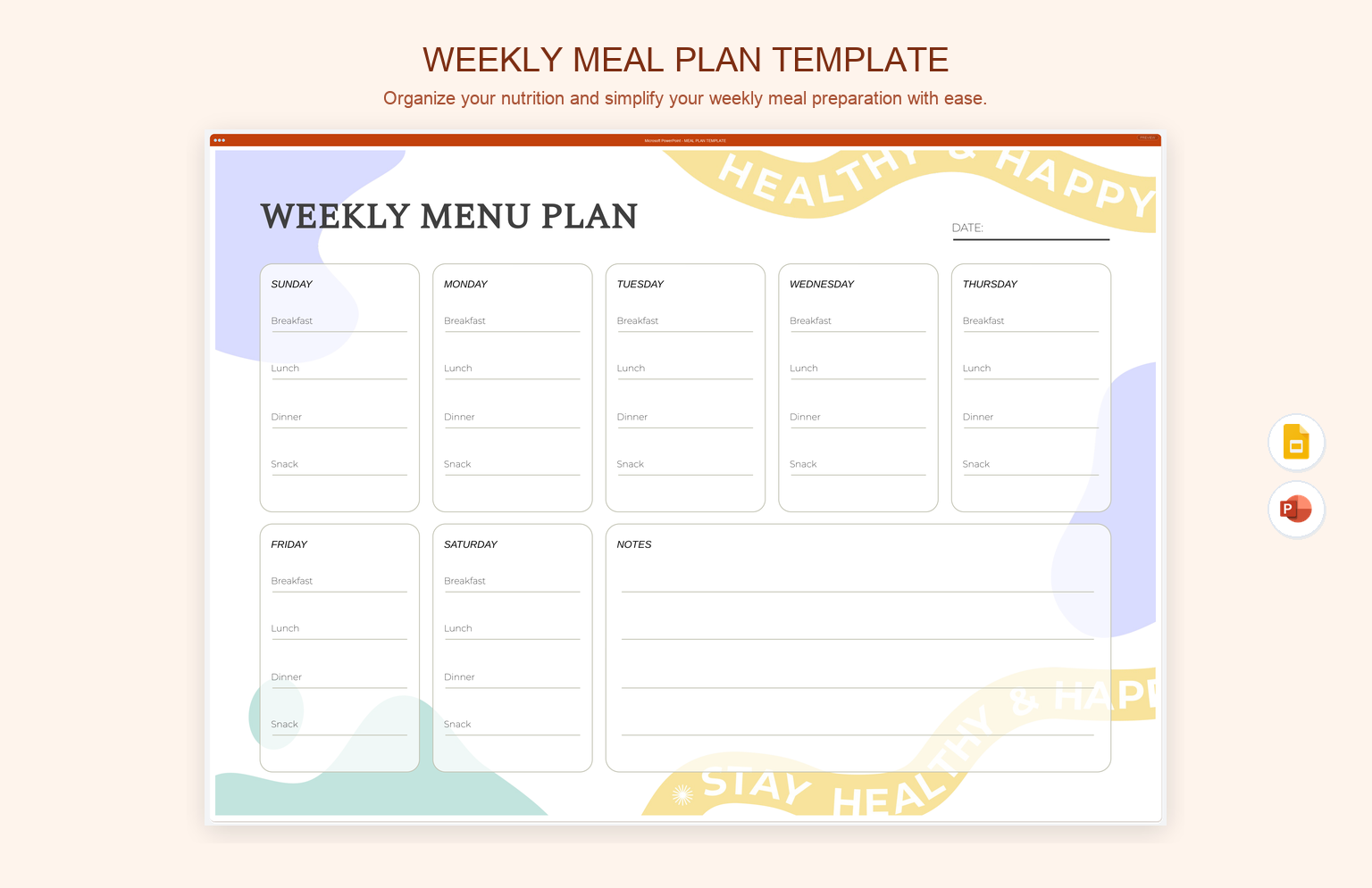 Weekly Meal Plan Template product preview thumbnail