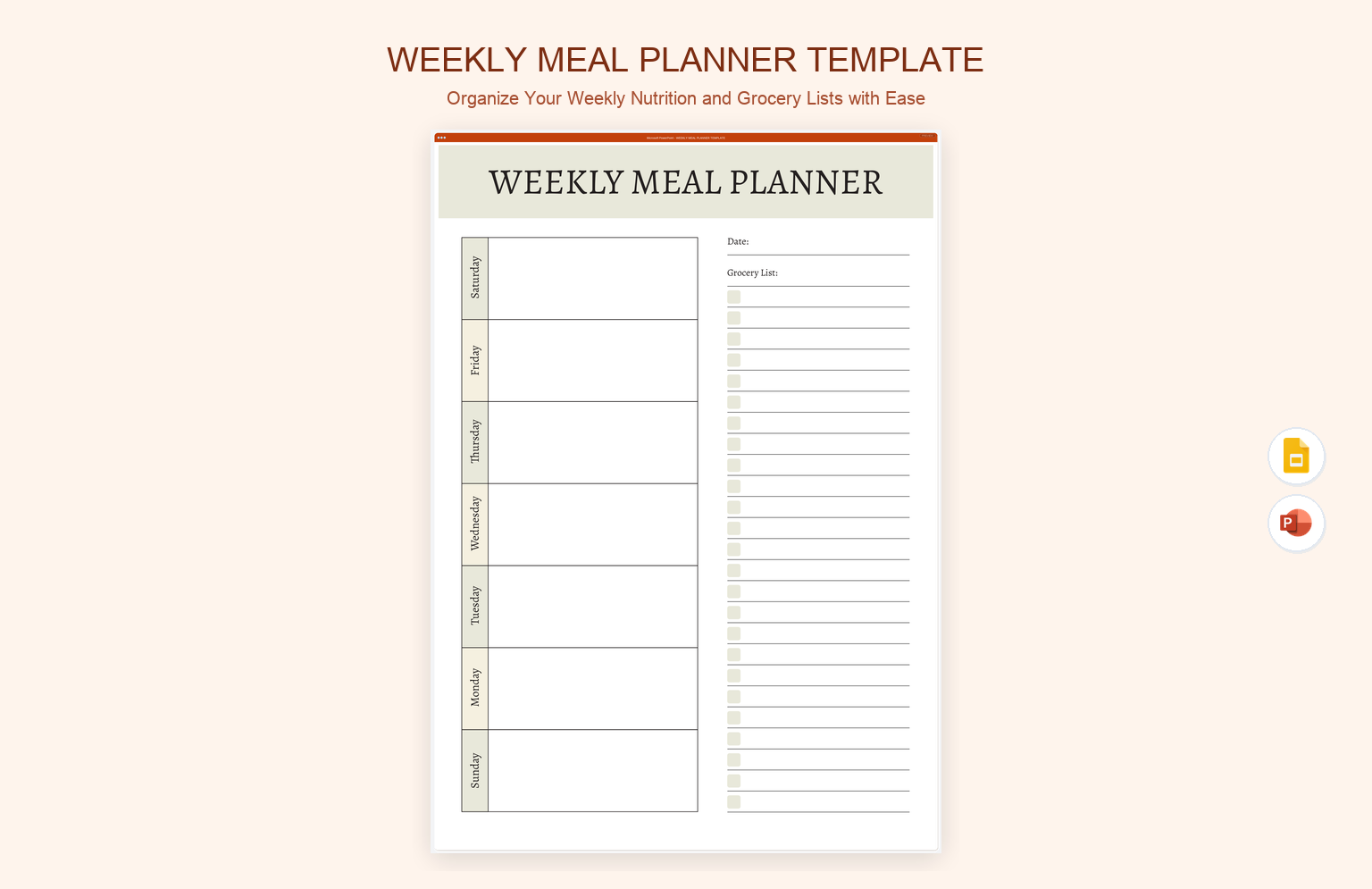 Weekly Meal Planner Template product preview thumbnail
