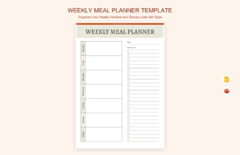 Weekly Meal Planner Template product preview thumbnail