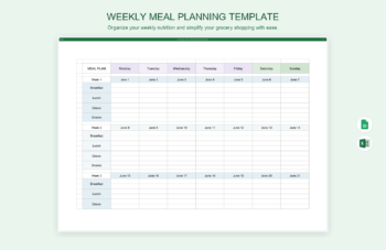 Weekly Meal Planning Template product preview thumbnail