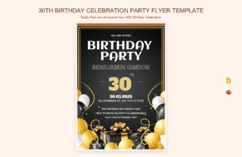 30th Birthday Celebration Party Flyer Template product preview thumbnail